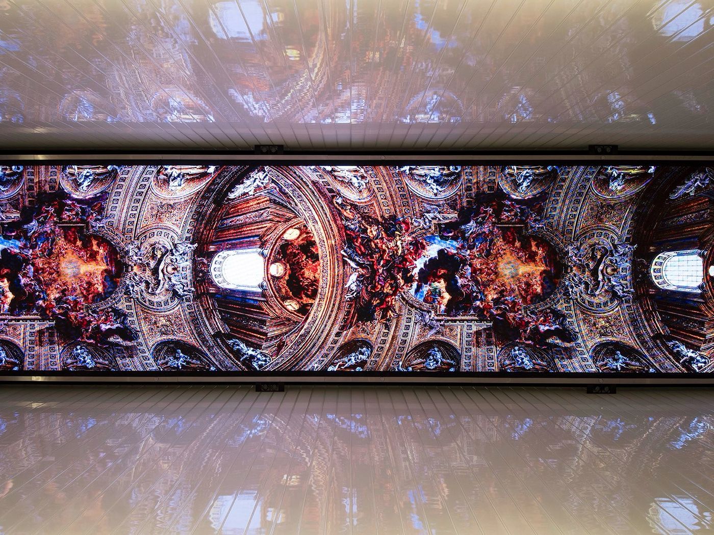 Museum of the Bible digital ceiling — baroque cathedral dome rendered in LED